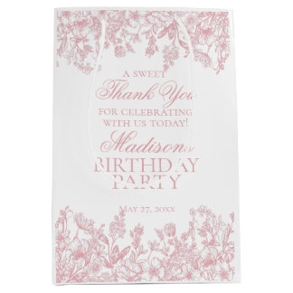 Bolsa De Regalo Mediana Pink Chinoiserie Vintage Floral Birthday Favors