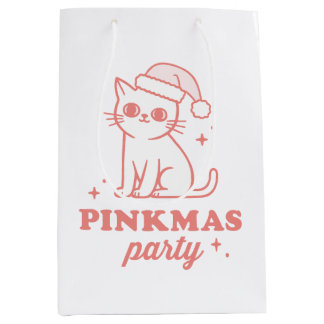 Bolsa De Regalo Mediana Pink Christmas aesthetic pinkmas party cat