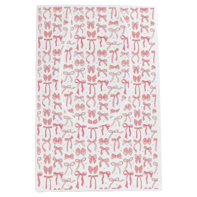 Bolsa De Regalo Mediana Pink Coquette Bows Wrapping Paper  (Anverso)