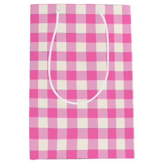 Bolsa De Regalo Mediana Pink Gingham Plaid Cottagecore