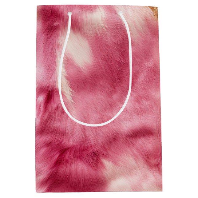Bolsa De Regalo Mediana Pink Gold Animal Fur (Anverso)