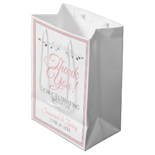 Bolsa De Regalo Mediana Pink & Gray Wedding Thank You Gift Bag