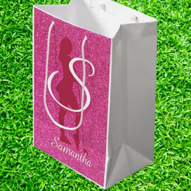 BOLSA DE REGALO MEDIANA  PINK LADYS GLITTER (Surprise the special golfer in your life with our PINK LADY'S GLITTER MEDIUM GIFT BAG! )