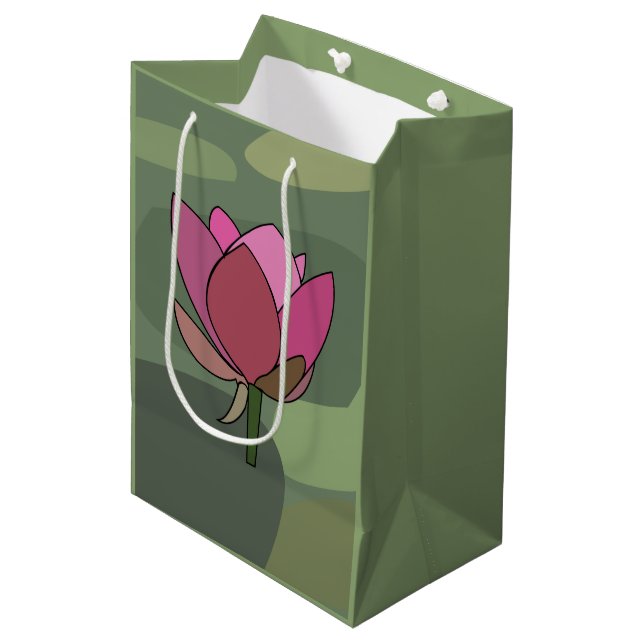 Bolsa De Regalo Mediana Pink Lotus Flower (Angulo Anverso)
