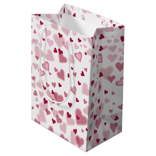 Bolsa De Regalo Mediana  Pink Lovely Hearts Pattern  (Angulo reverso)