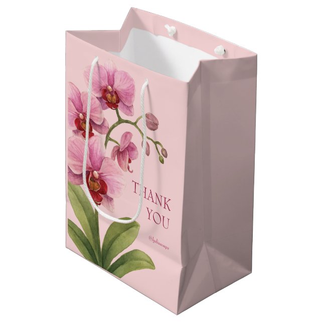 Bolsa De Regalo Mediana Pink Orchid Business Thank You Gift Bag (Angulo Anverso)