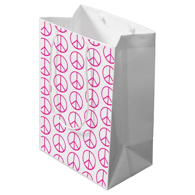 Bolsa De Regalo Mediana Pink Peace Sign Gift Wrap (Angulo reverso)