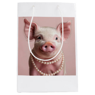 Bolsa De Regalo Mediana Pink Pig Pearlina Pinkette Decoupage