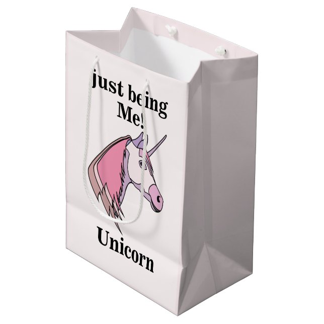 Bolsa De Regalo Mediana Pink Purple Unicorn Head (Angulo Anverso)