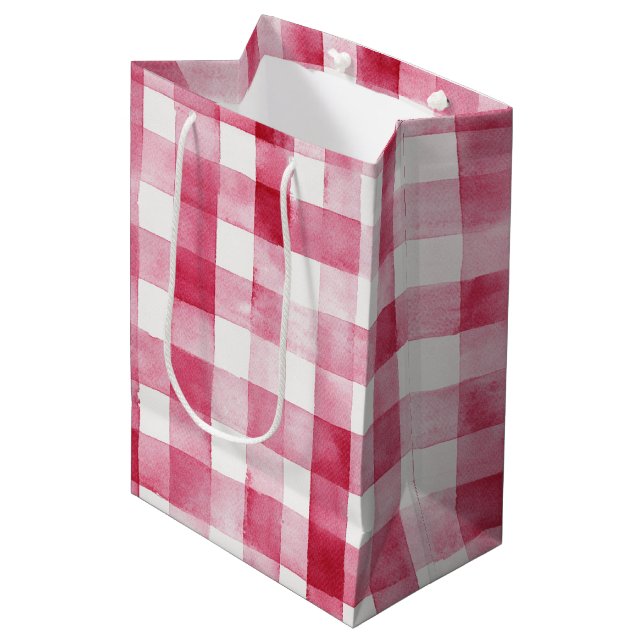 Bolsa De Regalo Mediana Pink White Stripes Birthday (Angulo Anverso)