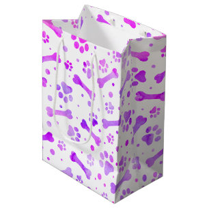 Bolsa De Regalo Mediana Pinta púrpura rosa imprime color de agua cumpleaño