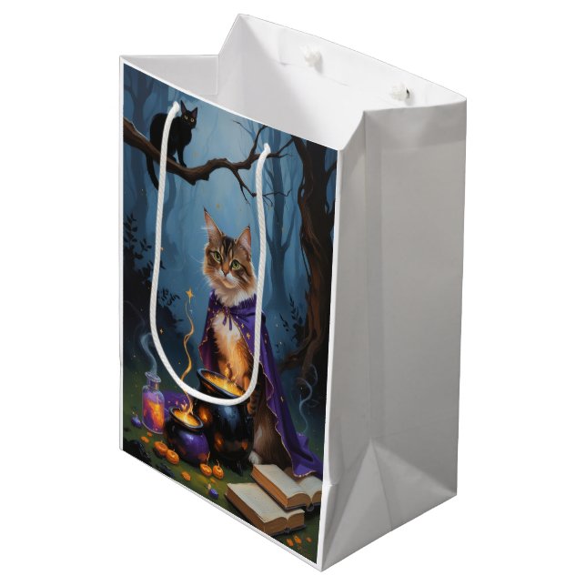 Bolsa De Regalo Mediana Pintado abysiniano de gatos de Halloween (Angulo Anverso)