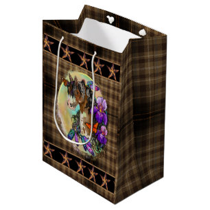 Bolsa De Regalo Mediana Pintar caballo Mustang con iris y mariposas