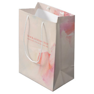 Bolsa De Regalo Mediana Pintura abstracta en rosa y coral con texto person