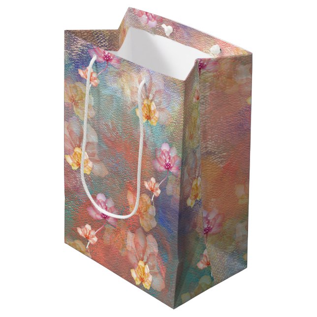 Bolsa De Regalo Mediana Pintura abstracta y flores (Angulo Anverso)