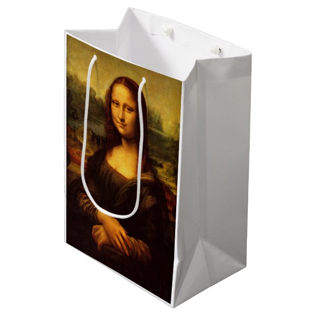 Bolsa De Regalo Mediana Pintura Bella Artes Leonardo Da Vinci Mona Lisa (Angulo Anverso)