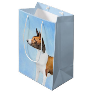 Bolsa De Regalo Mediana Pintura de Basenji - Arte original muy bonito