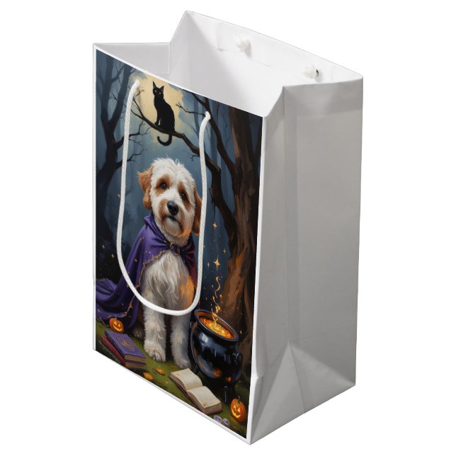 Bolsa De Regalo Mediana Pintura de Bernedoodle Dog Whimsical Halloween (Angulo Anverso)