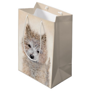 Bolsa De Regalo Mediana Pintura de Cachorro de Cairn Terrier - Arte Perro 
