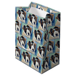 Bolsa De Regalo Mediana Pintura de esbozo de retrato de perro