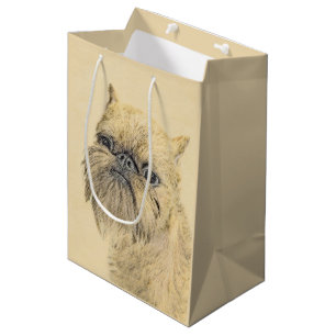 Bolsa De Regalo Mediana Pintura de griffon de Bruselas - Arte de perro ori