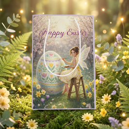 Bolsa De Regalo Mediana Pintura de hada de Pascua Huevo Primavera
