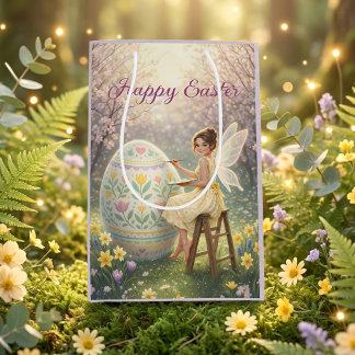 Bolsa De Regalo Mediana Pintura de hada de Pascua Huevo Primavera