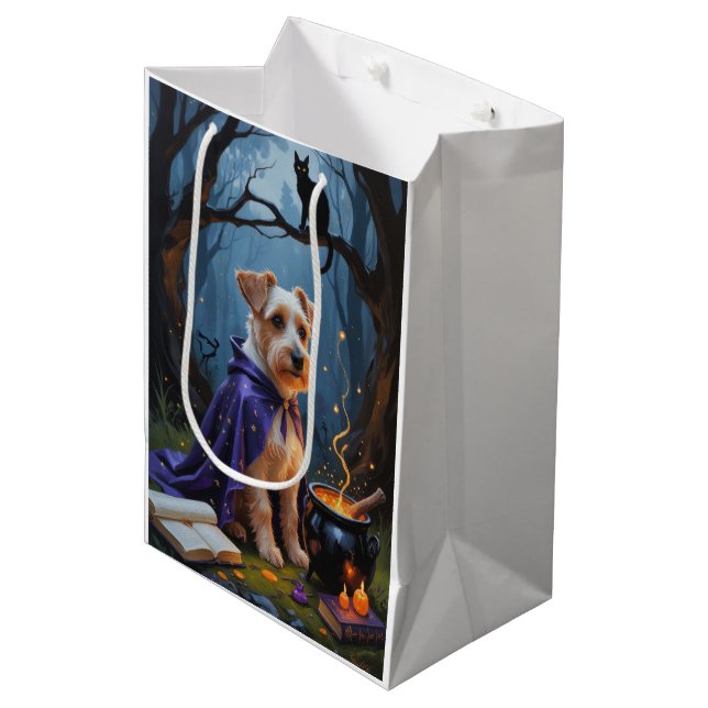 Bolsa De Regalo Mediana Pintura de Halloween de Biewer Terrier Dog (Angulo Anverso)
