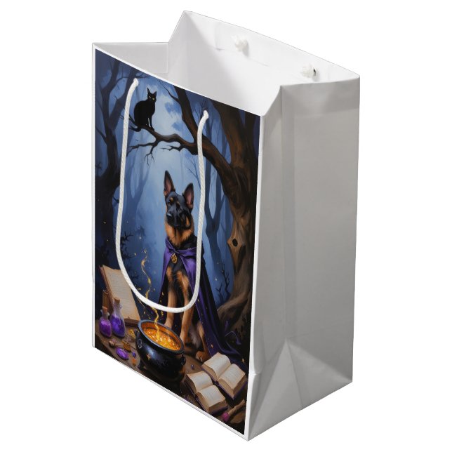 Bolsa De Regalo Mediana Pintura de halloween de perro malinés belga (Angulo Anverso)