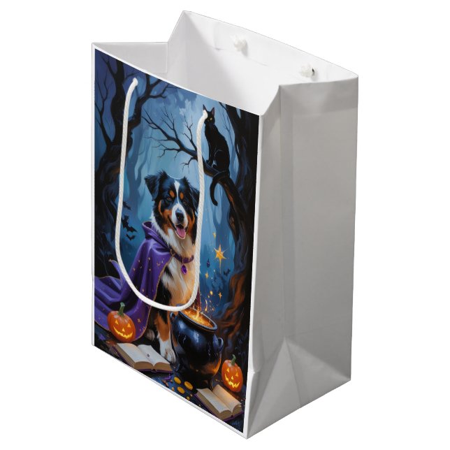 Bolsa De Regalo Mediana Pintura de Halloween sinusal de perro de montaña d (Angulo Anverso)