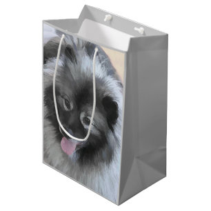 Bolsa De Regalo Mediana Pintura de Keeshond Bailey - Arte de perros origin