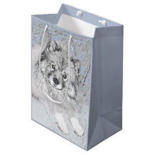 Bolsa De Regalo Mediana Pintura de Keeshond Beth - Arte de Perro Original.