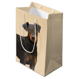 Bolsa De Regalo Mediana Pintura de Manchester Terrier Arte Animal Original