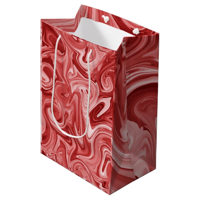 Bolsa De Regalo Mediana Pintura de mármol Navidades de la Moda roja (Angulo Anverso)