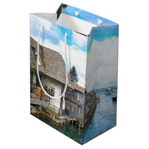 Bolsa De Regalo Mediana Pintura de Michigan Fish Town