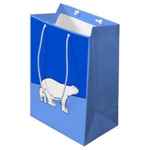 Bolsa De Regalo Mediana Pintura de oso polar y de cachorro - Arte de vida