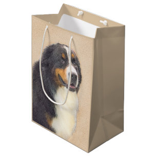 Bolsa De Regalo Mediana Pintura de perro de montaña de Bernese - Arte de