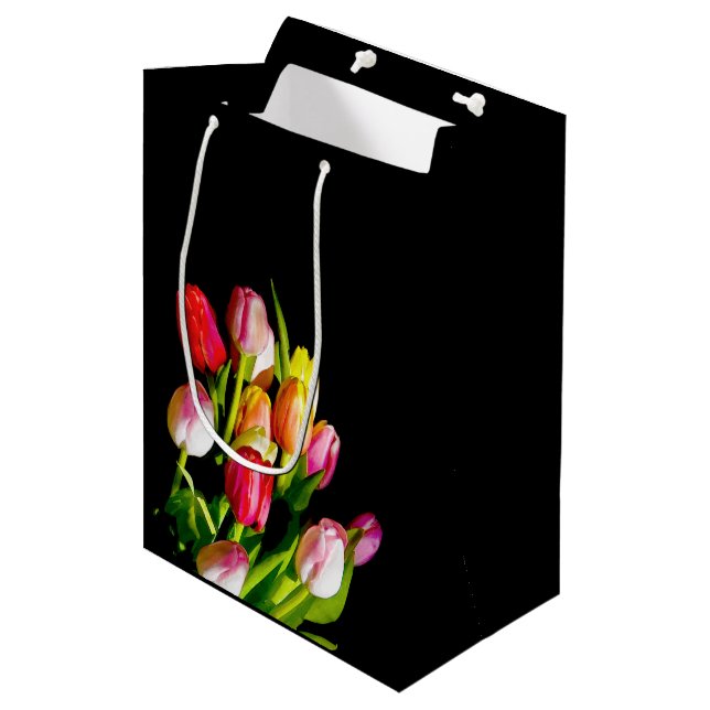 Bolsa De Regalo Mediana Pintura de tulipán - Arte de flores original (Angulo Anverso)