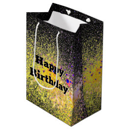 Bolsa De Regalo Mediana Pintura en spray de cumpleaños abstracta