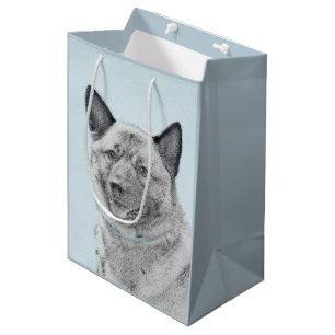 Bolsa De Regalo Mediana Pintura noruega de elkhound - Arte original de per