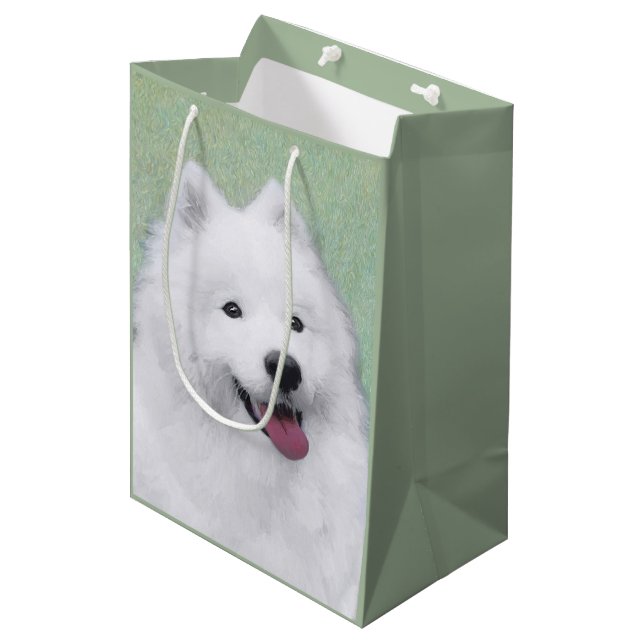 Bolsa De Regalo Mediana Pintura samoyada - Arte de perro original curado (Angulo Anverso)