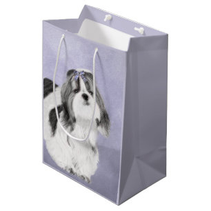 Bolsa De Regalo Mediana Pintura Shih Tzu - Arte Perro Original.