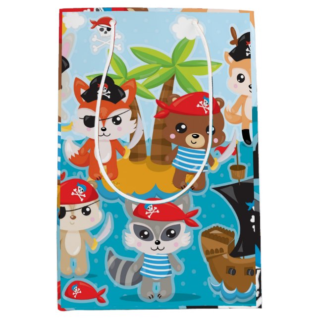 Bolsa De Regalo Mediana Pirata Fiesta de la tripulación animal (Anverso)