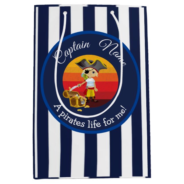 Bolsa De Regalo Mediana Pirata Fiesta Nautical Blue Boy (Anverso)