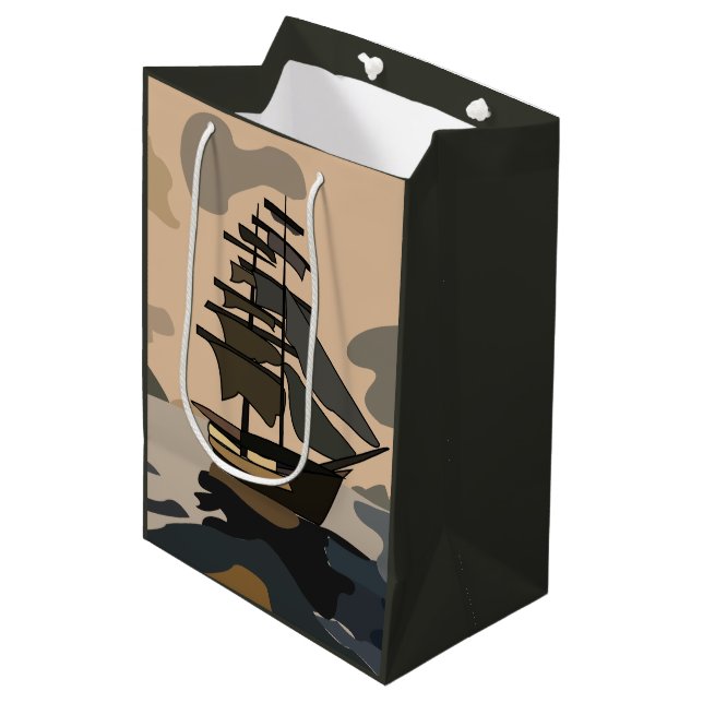 Bolsa De Regalo Mediana Pirata Pirata Aventura Barco Pirata (Angulo Anverso)