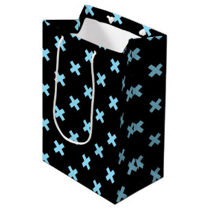 Bolsa De Regalo Mediana Pisos cruzados azules sobre negro