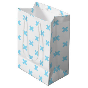 Bolsa De Regalo Mediana Pisos cruzados de color azul sobre blanco
