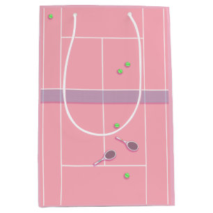 Bolsa De Regalo Mediana Pista de tenis rosa Jugador de tenis moderno Prepp