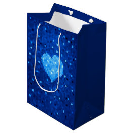 Bolsa De Regalo Mediana Pixel Art Blue Heart Retro Gamer Amor