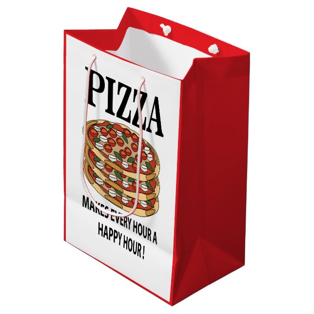 Bolsa De Regalo Mediana Pizza Cada Hora Una Hora Feliz Pizza (Angulo Anverso)